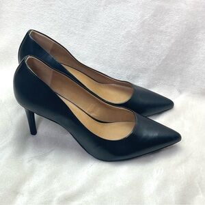 Women’s 14th & Union Black Faux Leather Pointy Toe High Heel Pumps size 9.5